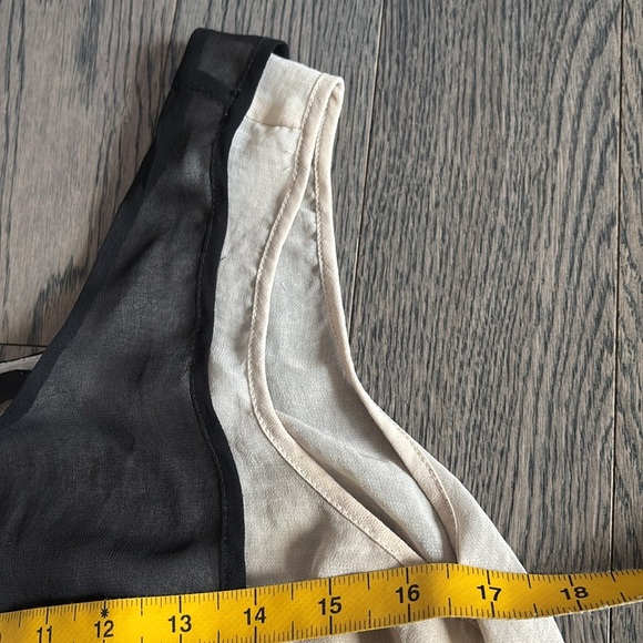 Black and Cream Sheer Sleeveless Top - Picture 5 of 9
